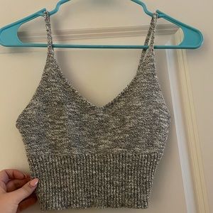 Knit fabric crop top spaghetti straps